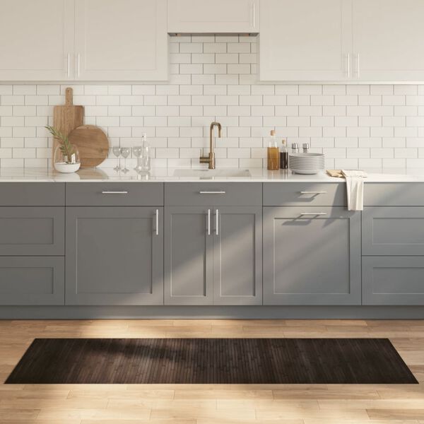 vidaXL Alfombra rectangular bamb&uacute; marr&oacute;n oscuro 60x200 cm