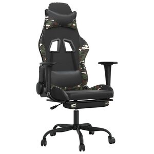 vidaXL Silla gaming con reposapi&eacute;s cuero sint&eacute;tico negro camuflaje