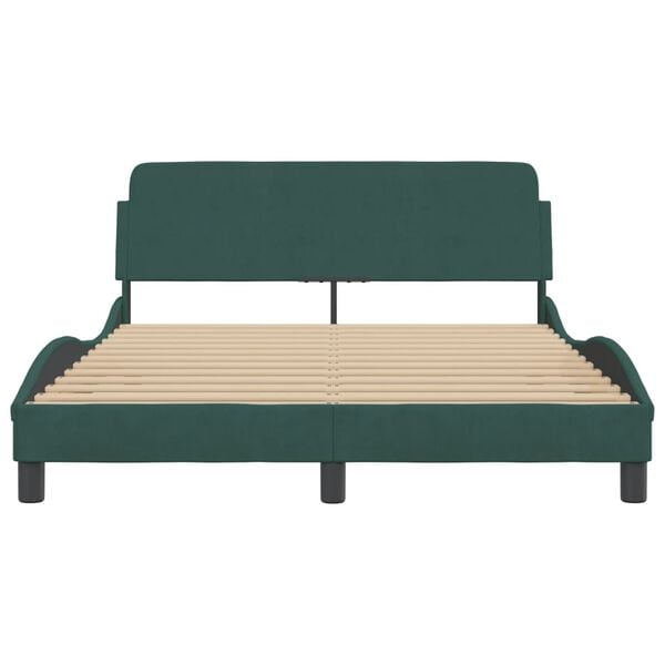 vidaXL Estructura de cama Dover terciopelo verde oscuro 140x190 cm