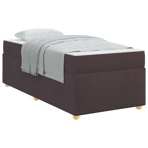vidaXL Estructura de cama con colch&oacute;n Marr&oacute;n Oscuro 90 x 200 cm tela