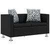 vidaXL Conjunto de sof&aacute;s de 2 y 3 plazas y sill&oacute;n de cuero artificial negro