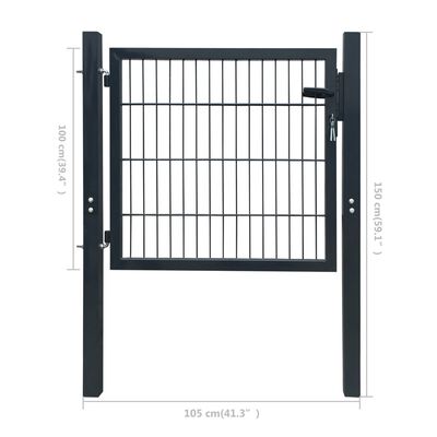 vidaXL Puerta de valla metálica acero gris antracita 105x150 cm