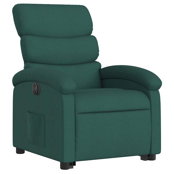 vidaXL Sill&oacute;n masaje el&eacute;ctrico reclinable elevable tela verde oscuro