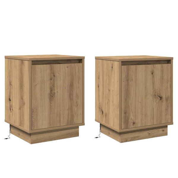vidaXL Armario de Noche 2 pcs Roble artesanal 39 x 34,5 x 50 cm