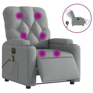 vidaXL Sill&oacute;n reclinable de masaje el&eacute;ctrico tela gris claro