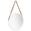 vidaXL Espejo de pared con correa blanco 50 cm