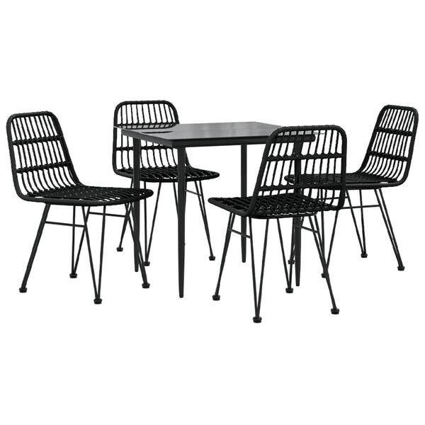 vidaXL Juego de comedor de jardín 5 piezas ratán sintético negro