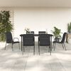 vidaXL Juego de comedor para jard&iacute;n 7 piezas acero y textilene negro