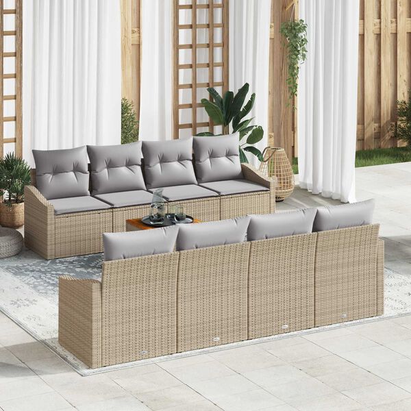 vidaXL Conjunto de sof&aacute; de jard&iacute;n 7 pcs beige y gris claro