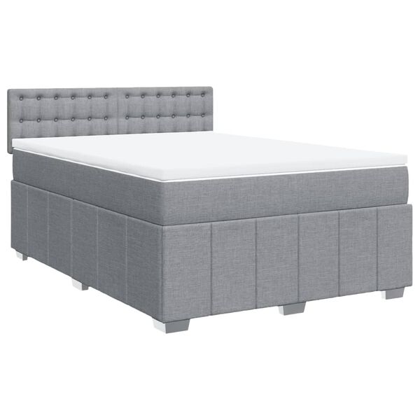 vidaXL Cama box spring con colch&oacute;n tela gris claro 140x200 cm