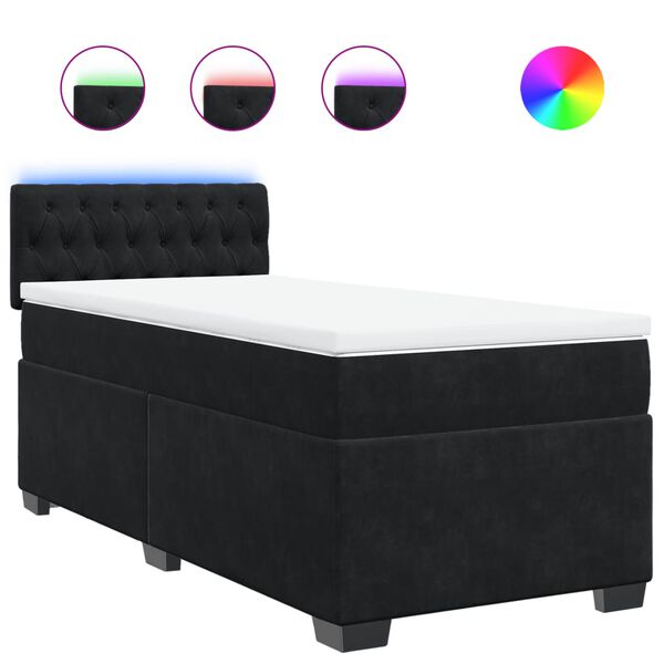 vidaXL Cama box spring con colch&oacute;n terciopelo negro 90x200 cm