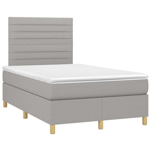 vidaXL Cama box spring con colch&oacute;n y LED tela gris claro 120x190 cm