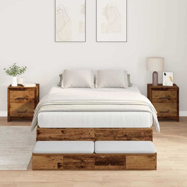 vidaXL Cama con almacenamiento con caj&oacute;n Madera Vieja 120 cm