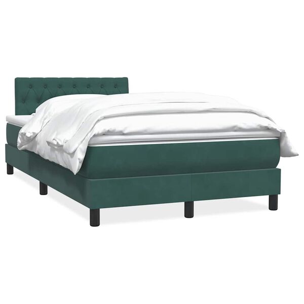vidaXL Cama box spring con colch&oacute;n terciopelo verde oscuro 120x220 cm