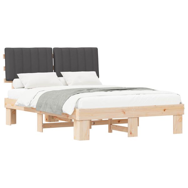 vidaXL Estructura de Cama con Cabecera Tapizada Gris oscuro