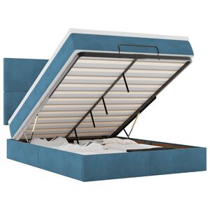 vidaXL Estructura de cama otomana con colchones terciopelo azul oscuro