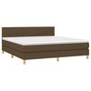 vidaXL Cama box spring con colch&oacute;n LED tela marr&oacute;n oscuro 160x200 cm