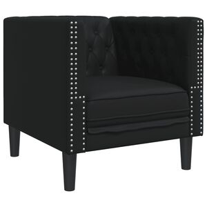 vidaXL Sill&oacute;n Chesterfield de cuero artificial negro