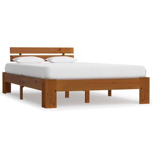 vidaXL Estructura cama sin colch&oacute;n madera pino marr&oacute;n miel 120x200 cm