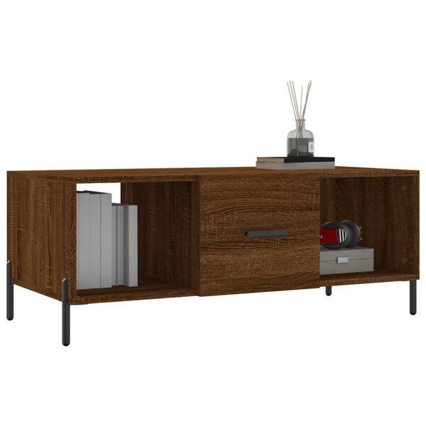 vidaXL Mesa de centro madera contrachapada roble marr&oacute;n 102x50x40 cm