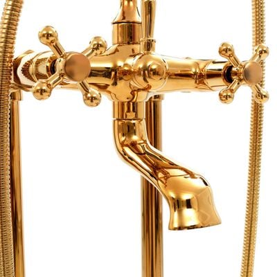 vidaXL Grifo para bañera de pie acero inoxidable dorado 99,5 cm