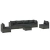 vidaXL Set de muebles de jard&iacute;n 7 pzas y cojines rat&aacute;n sint&eacute;tico gris