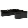 vidaXL Set de sof&aacute;s de jard&iacute;n 11 pzas y cojines rat&aacute;n sint&eacute;tico negro