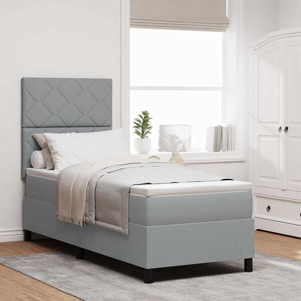 vidaXL Cama tipo Box Spring con colch&oacute;n Gris claro 80 x 200 cm tela