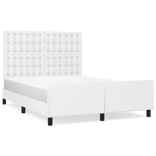 vidaXL Estructura de cama sin colch&oacute;n cuero sint&eacute;tico blanco 140x200cm