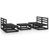 vidaXL Juego de muebles de jard&iacute;n 5 pzas y cojines negro madera pino