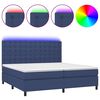 vidaXL Cama box spring colchón y luces LED tela azul 200x200 cm