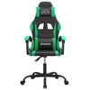 vidaXL Silla gaming giratoria cuero sintético negro y verde