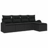 vidaXL Juego de Sof&aacute; 5 uds. Negro rat&aacute;n sint&eacute;tico