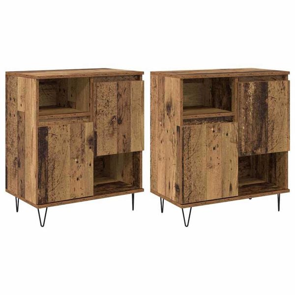 vidaXL Aparador 2 pcs Madera vieja 60 x 35 x 70 cm