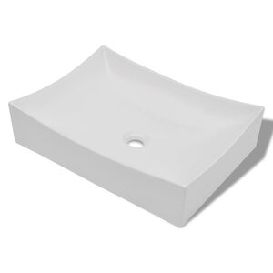 vidaXL Lavabo de cer&aacute;mica porcelana Art blanco con brillo