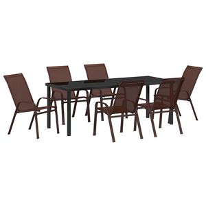 vidaXL Conjunto de Comedor de Jard&iacute;n 7 pcs Marr&oacute;n y Negro