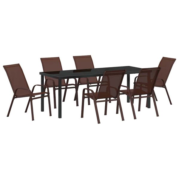vidaXL Conjunto de Comedor de Jard&iacute;n 7 pcs Marr&oacute;n y Negro