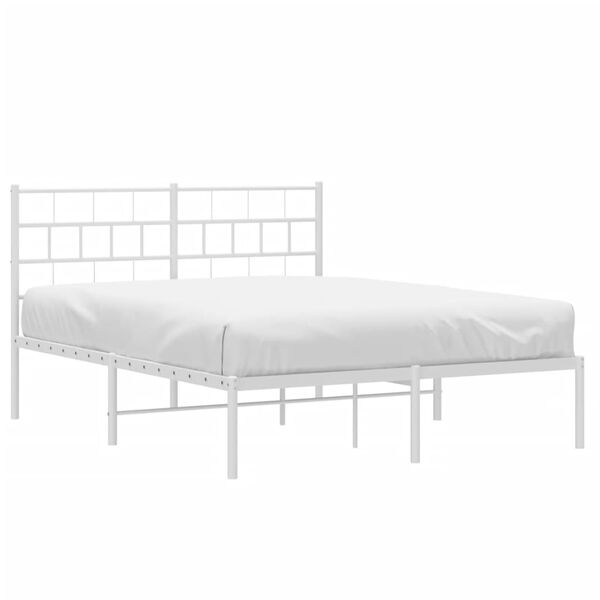 vidaXL Estructura cama sin colch&oacute;n con cabecero metal blanco 160x200cm