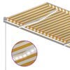 vidaXL Toldo autom&aacute;tico LED sensor de viento amarillo y blanco 3x2,5 m