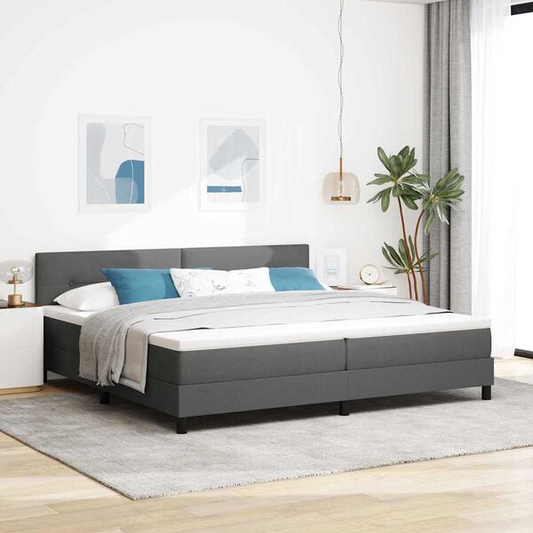 vidaXL Cama tipo Box Spring con colch&oacute;n Gris oscuro 200 x 200 cm tela