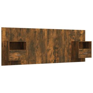 vidaXL Cabecero de cama con mesitas madera contrachapada roble ahumado
