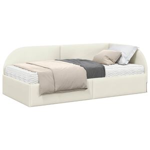 vidaXL Estructura de Cama Esquina con Colch&oacute;n 2 uds. Crema 80 x 200 cm
