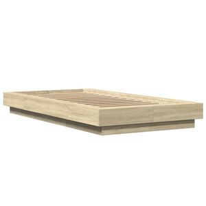 vidaXL Estructura cama con luces LED madera roble Sonoma 90x190 cm