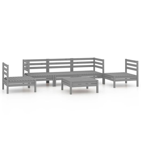 vidaXL Juego de muebles de jard&iacute;n 6 piezas gris madera maciza de pino