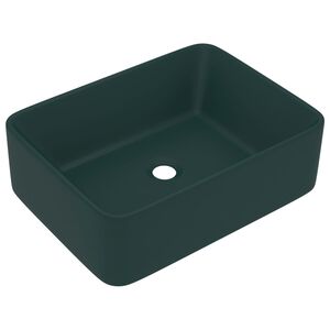 vidaXL Lavabo de lujo cer&aacute;mica verde oscuro mate 41x30x12 cm