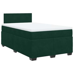 vidaXL Cama box spring con colch&oacute;n terciopelo verde oscuro 120x200 cm
