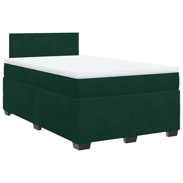 vidaXL Cama box spring con colch&oacute;n terciopelo verde oscuro 120x200 cm