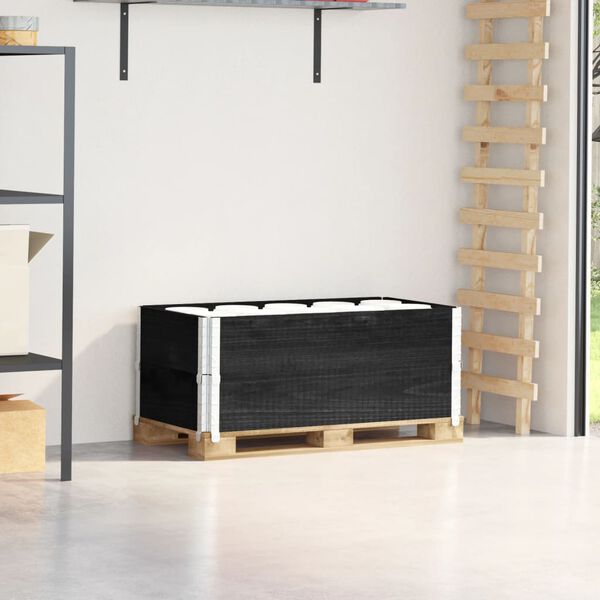 vidaXL Collares de palets 2 uds madera maciza de pino negro 100x50 cm