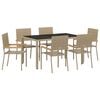 vidaXL Conjunto de Comedor de Jardín 7 pcs Beige ratán sintético