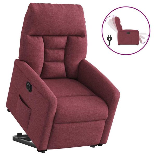 vidaXL Sill&oacute;n el&eacute;ctrico reclinable elevable de tela rojo tinto